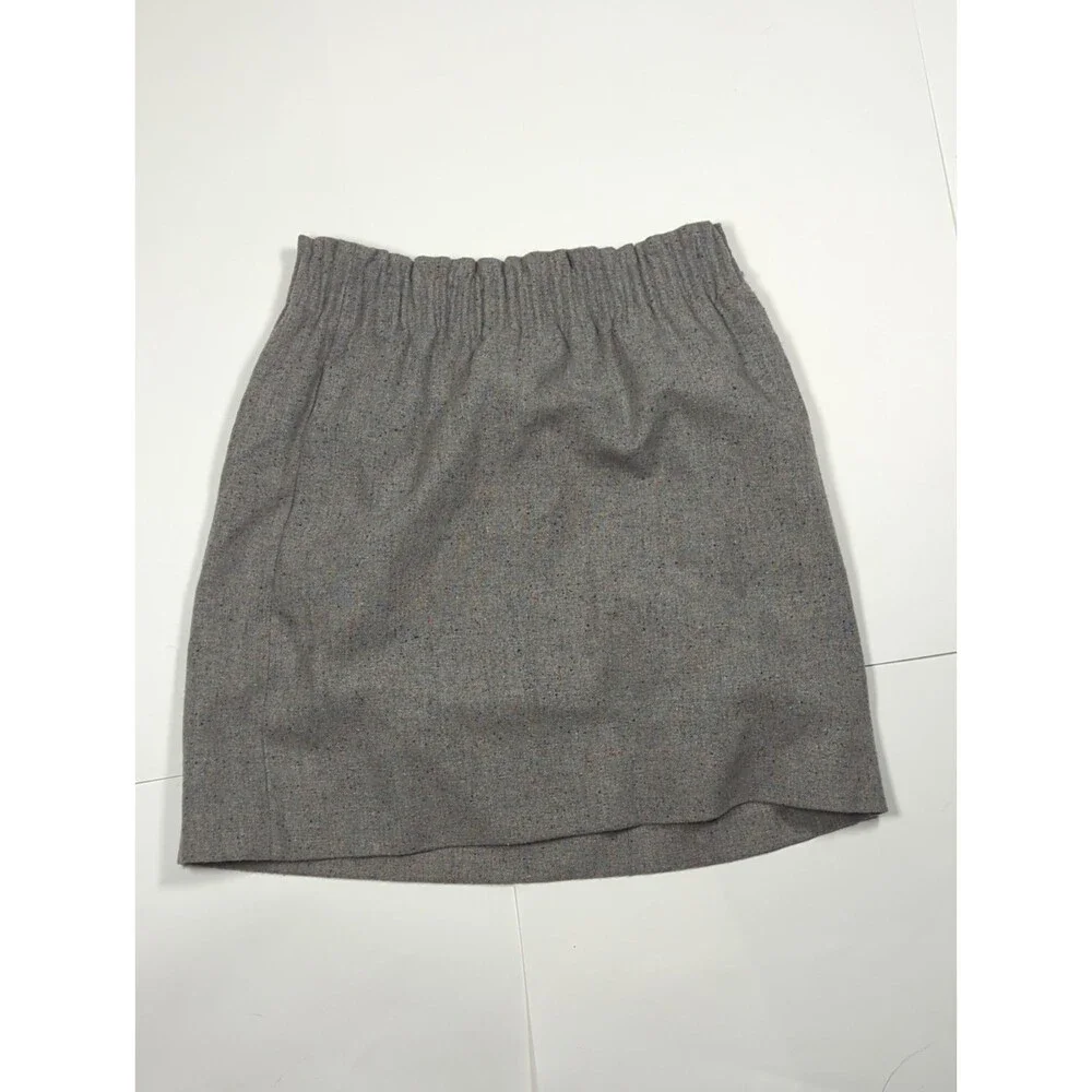 J. Crew Womens Size 0 Skirt Gray Wool Blend Red White Blue Spec Work Classic